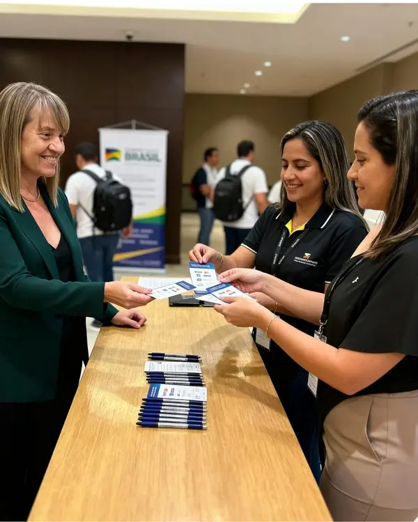 Atendimento em evento internacional